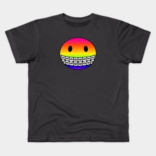 Rainbow Smiley Face with Braces Kids T-Shirt